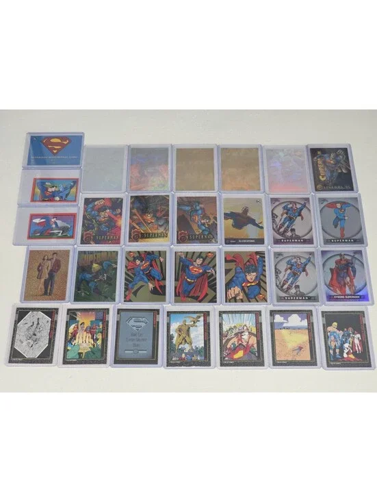 Giant 30 Card Lot Death Of Superman Gold Foil Inserts Holos Fleer Brilliants DC