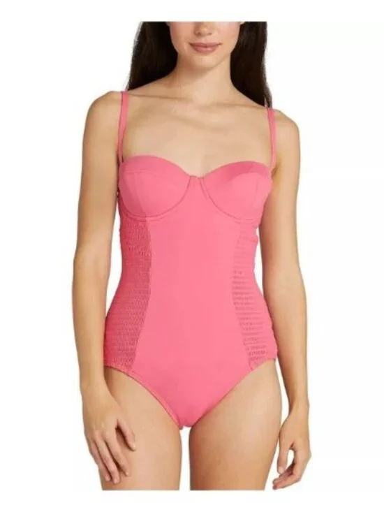 NEW Kate Spade Women's L Smocked Underwire One-Piece Swimsuit NWT $185