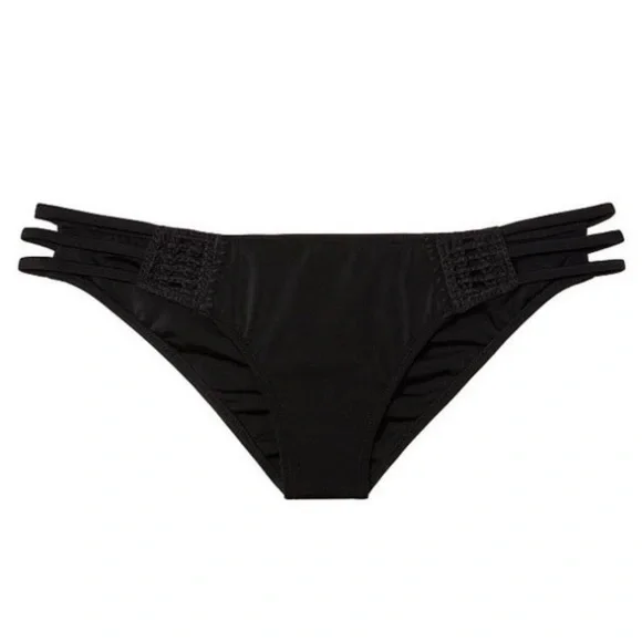 Victoria’s Secret | 2016 The Strappy Cheeky Crochet Bikini Bottoms Black XS