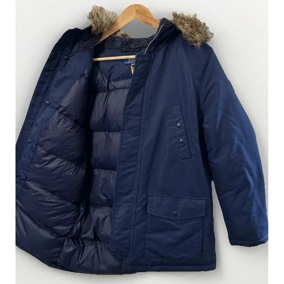 Boys Ralph Lauren Polo Water Resistant‎ Down Parka Blue Sz XL 18-20
