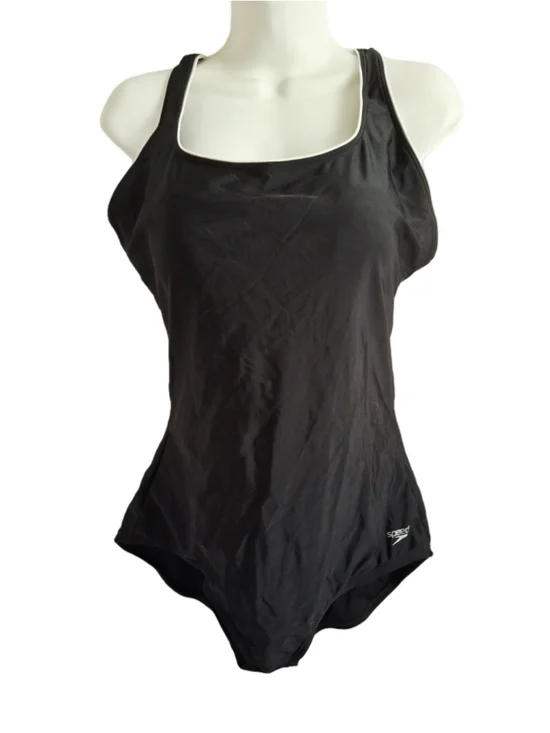 Speedo One Piece padded bra Swimsuit Black White Size XL beachwear sporty