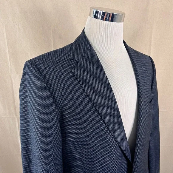 Joseph Abboud 44L Sport Coat Wool Silk Blue Knit Two Button Double Vented