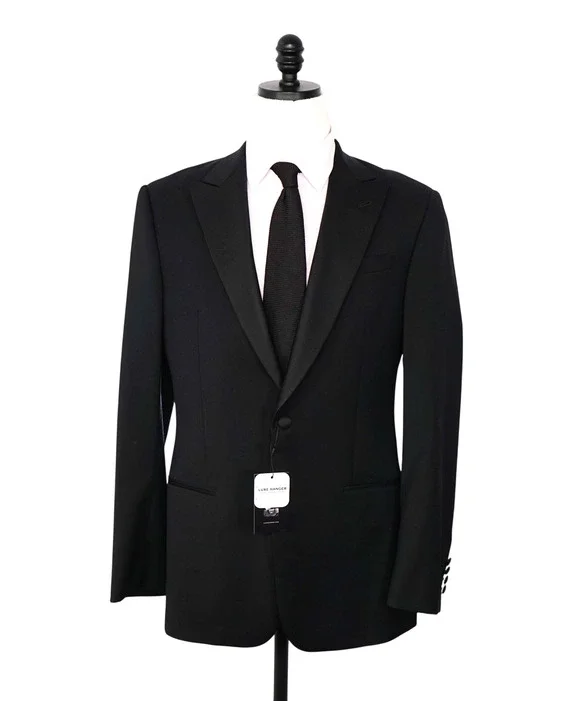 ARMANI COLLEZIONI - Black Wool Peak Lapel DInner Jacket - 38R