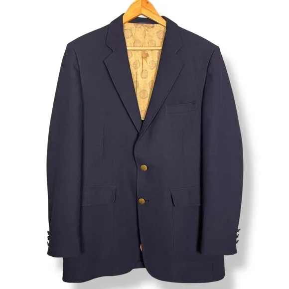Vintage Blazer Navy Blue Portland Nudelmans Seattle‎ FLAWS Men Printed Lining