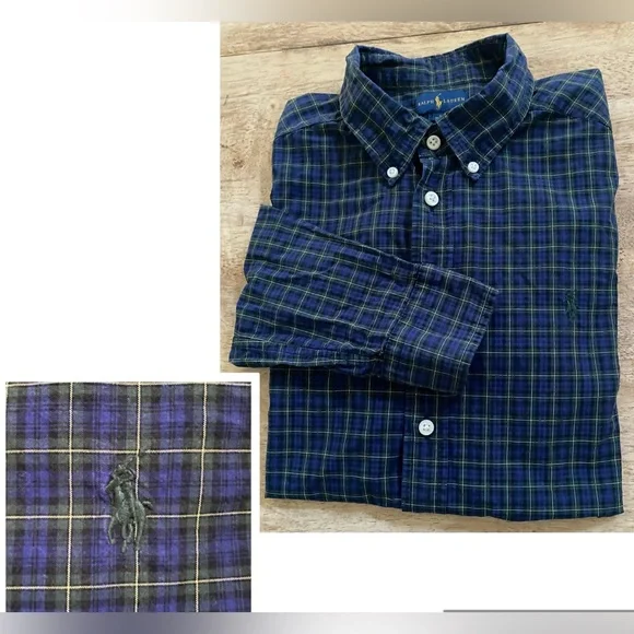 Ralph Lauren Boys’ Sz L‎ (14-16) Plaid Cotton Oxford Shirt