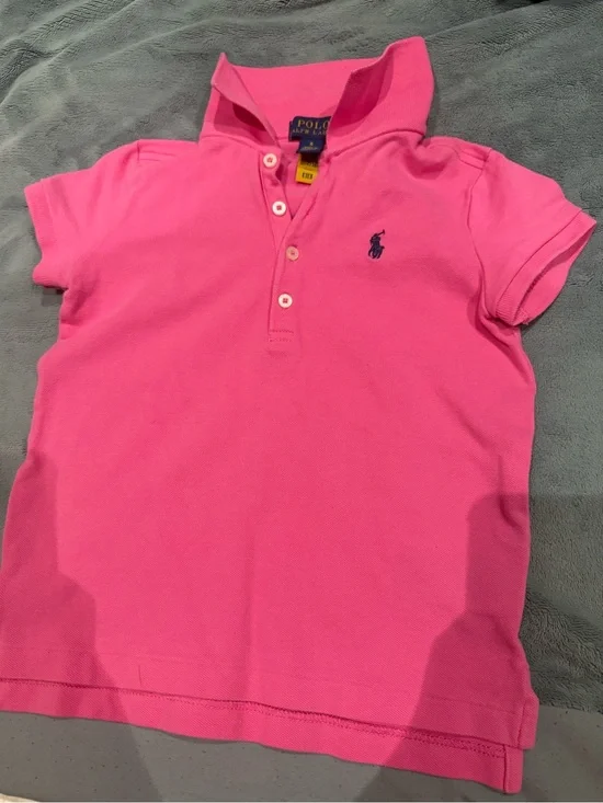 Ralph Lauren Hot Pink Girls Polo with Navy Pony
