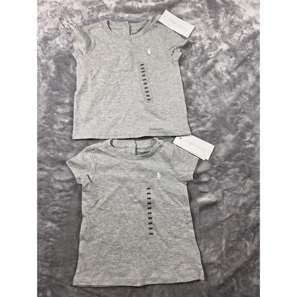 NWT Lot of 2 Ralph Lauren T-Shirt/ Gray/ infant Baby 9 Months/ White Pony‎