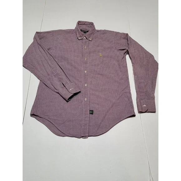 (#L2) Polo By Ralph Lauren Long Sleeve Button Down Size Youth 18 Purple White