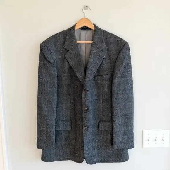 Brooks Brothers Lambswool Herringbone Single-Breasted Blazer Gray 43