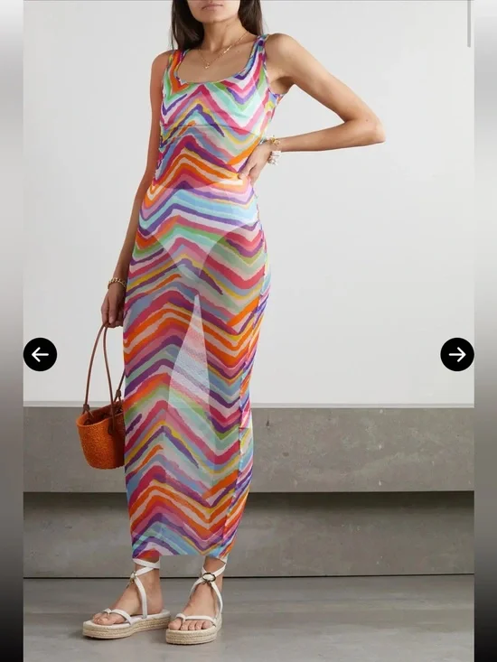 MISSONI - Cutout printed mesh maxi dress coverup