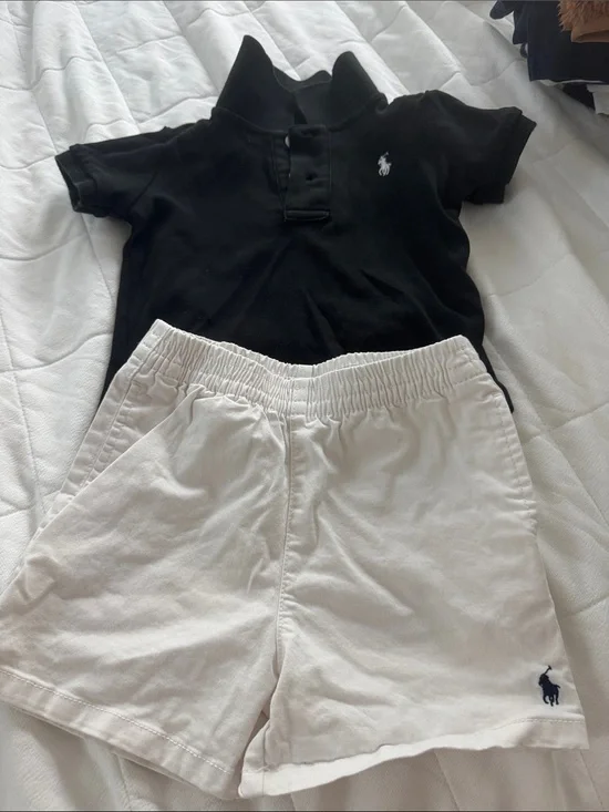 Ralph Lauren Kids Black Polo with White Pony Embroidery