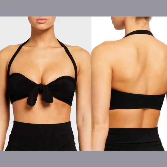 NWT Norma Kamali [ XS ] Tie-Front Bra‎ Bikini Top in Black