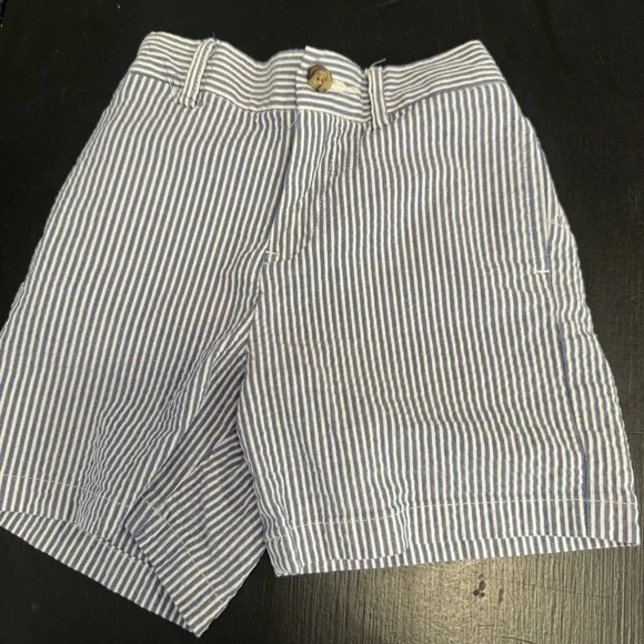 Ralph Lauren Unisex Baby 24M Blue White Striped Seersucker Shorts Nautical Beach