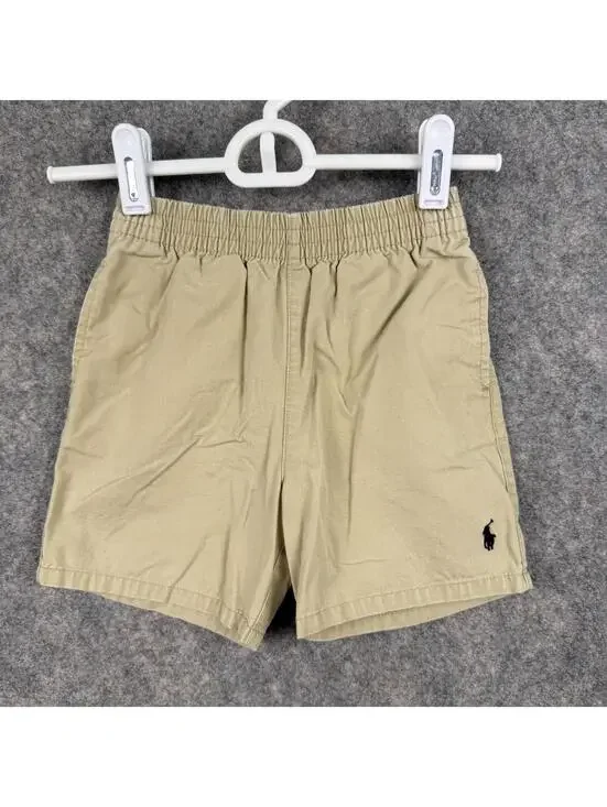 Ralph Lauren Elasltic Waist Shorts Pockets Tan Embroidered Boys 24 Months 570