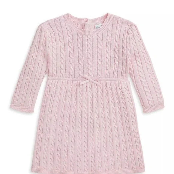Ralph Lauren Pink Cable Knit Baby Girl Dress Size 9 months