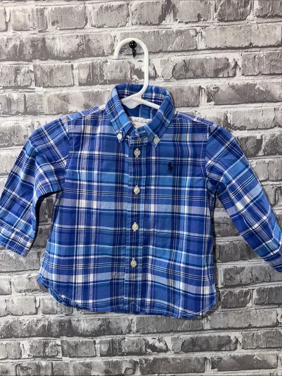 Ralph Lauren Blue Plaid Button-Down Shirt for Kids‎ - Multi Blue