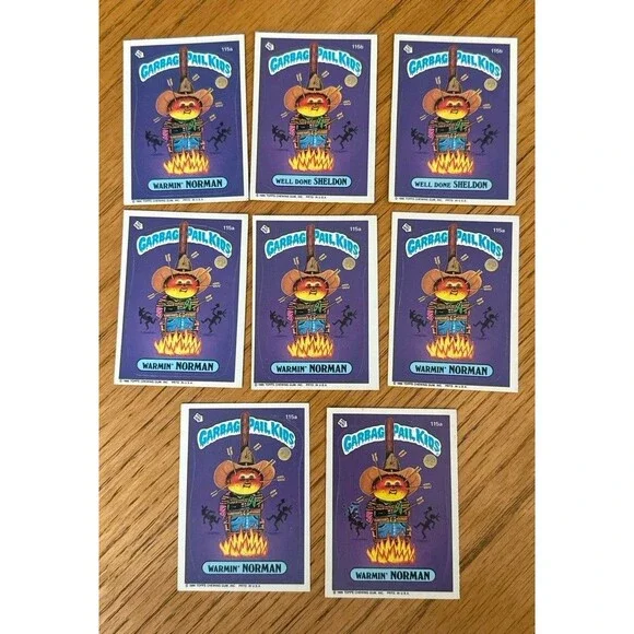 1986 Topps Garbage Pail kids Os3  Lot of 8 Warmin’ Norman Well Done Sheldon
