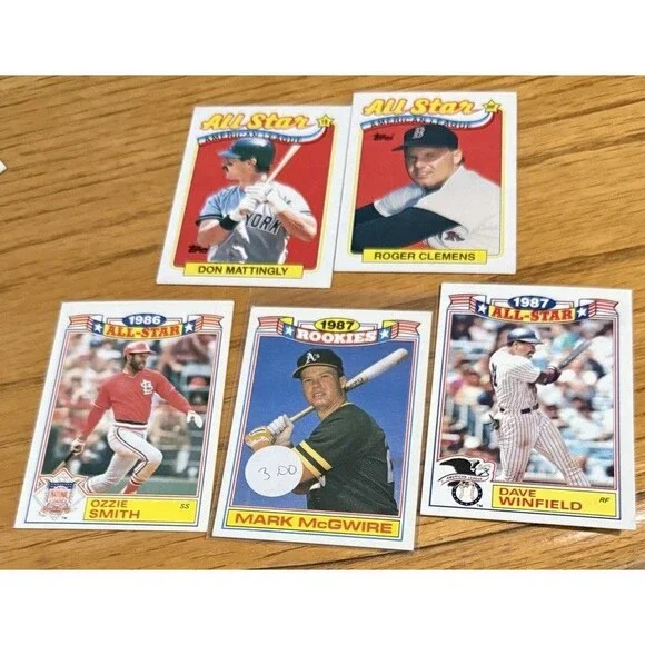 Mark McGwire Don Mattingly Roger Clemens Ozzie Smith 1986 1987 Topps Lot 5 Cards