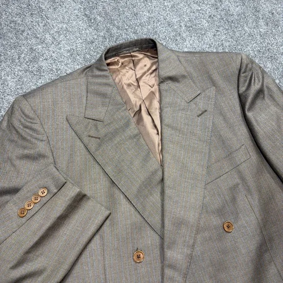 VTG ZEGNA Double Breast Sport Coat Blazer Mens 44L Striped 90s Italy Wedding