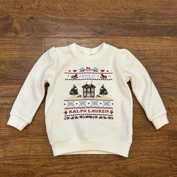 Ralph Lauren Embroidered Fleece Holiday Sweatshirt