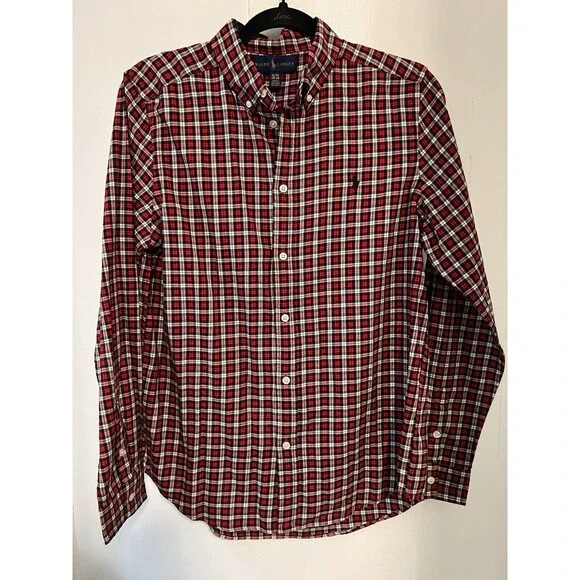Ralph Lauren boy‘s red plaid shirt size XL 18-20