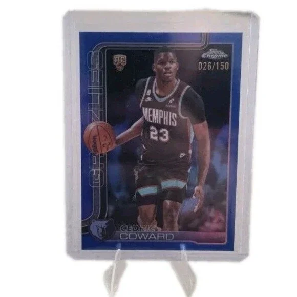 2025-26 Topps Chrome Cedric Coward Blue Refractor RC /150 Rookie #161 Grizzlies