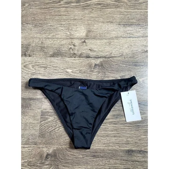 NWT Womens Swimsuits For All cheeky low rise black bikini bottoms size 10‎