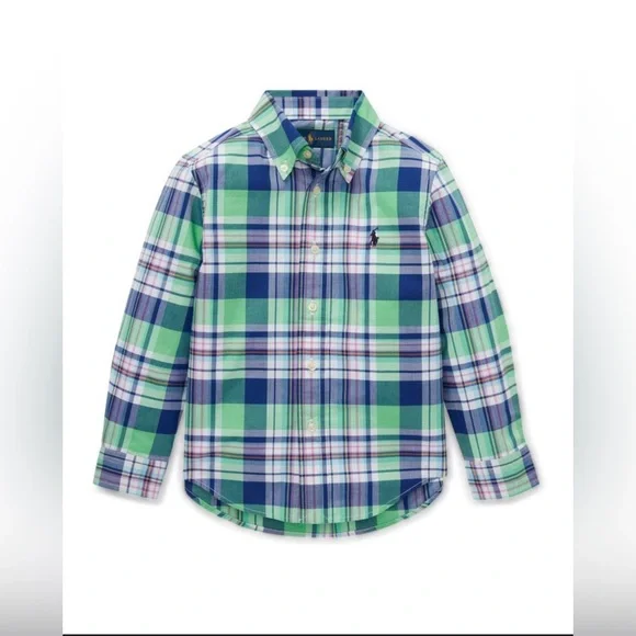 RALPH LAUREN‎ CHILDRENSWEAR LONG-SLEEVE PLAID BUTTON-DOWN SHIRT, M