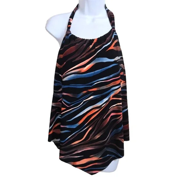Magicsuit Tankini Tigress Grace Top Women's‎ 10 Black Multi NWT