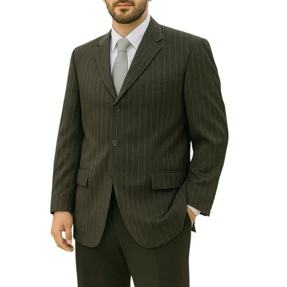 GIANNI VERSACE Vintage 90s Charcoal‎ Pinstripe Spot Coat Blazer