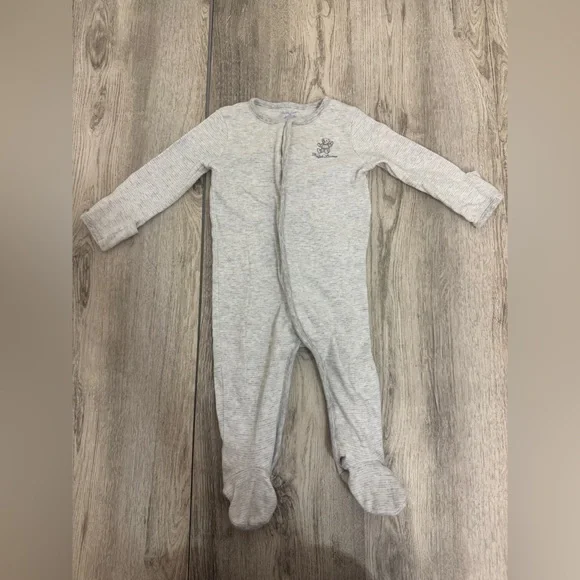 Ralph Lauren Gray and White Footies One Piece