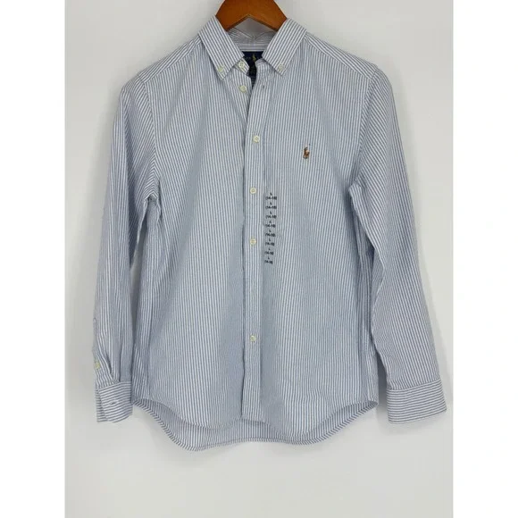 Ralph Lauren Boys Button Down Shirt Large Striped Oxford Preppy Classic