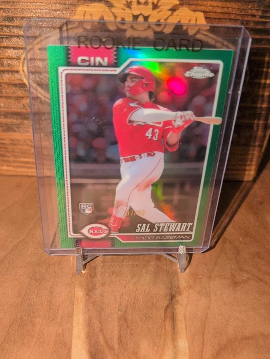 2026 Topps Chrome Sal Stewart Green Refractor Rookie Card #87/99 Reds