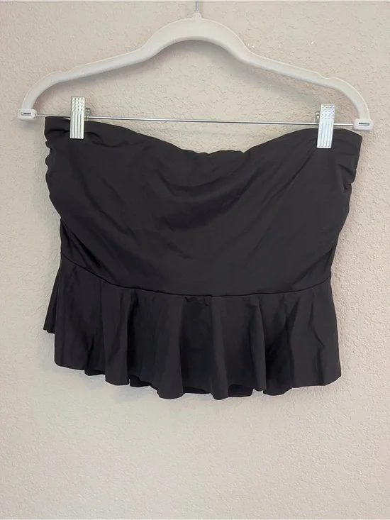 Tommy Bahama Black Strapless Ruffled One-Piece Swim Dress