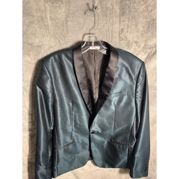 Original Use Men's Teal Shiny Shawl Collar‎ Blazer Jacket Size L