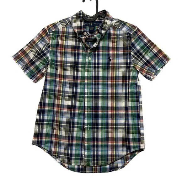 Ralph Lauren Polo Plaid Short Sleeve Button Down Shirt - Kids S (8)