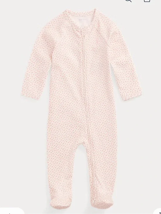 RALPH LAUREN POLO Floral Cotton Interlock Footed Coverall