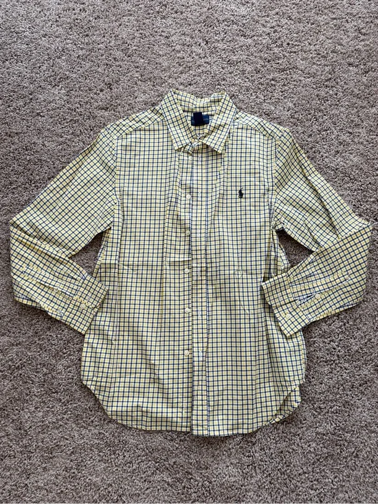 Ralph Lauren Yellow and Navy Check Button-Down Shirt