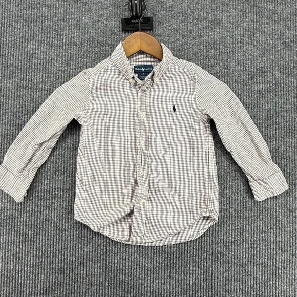 Ralph Lauren Button Down Kids Size 4 Multicolor Excellent Plaid Long Sleeve Pony