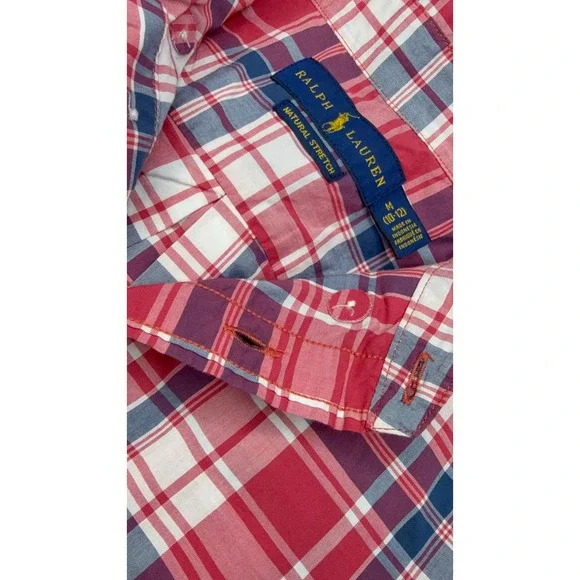 Ralph Lauren Kids Plaid Button Down Shirt Size M‎ (10-12) Red Blue