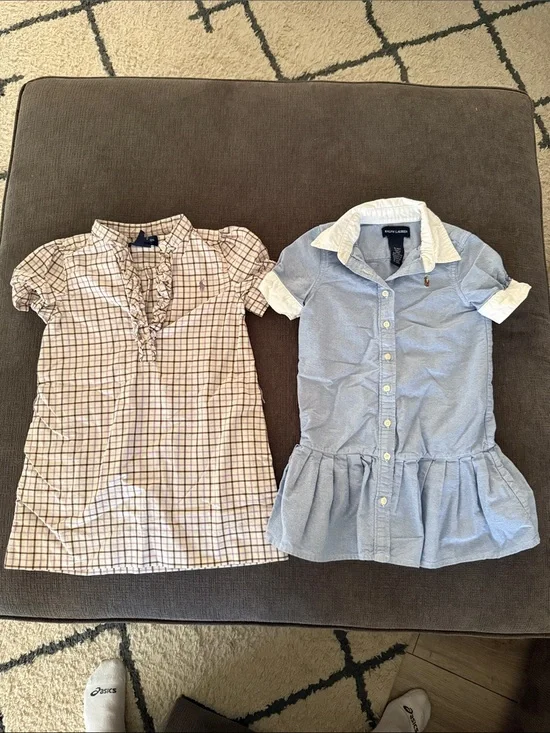 Ralph Lauren Girls' Blue Polo-Style Button Dress Bundle size 4T