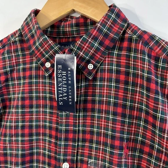 NWT Boys Ralph Lauren Tartan Plaid L/S Button Down Shirt Holiday Sz XL 20 New