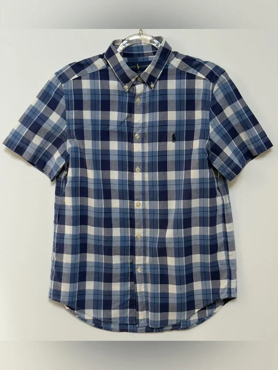 Ralph Lauren Boys 14/16 Plaid Button Down Short Sleeve