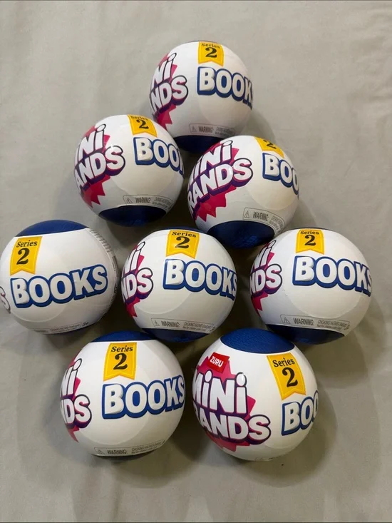 Mini Brands Series 2 Surprise Books Ball — White & Blue Collectible Toy lot of 8