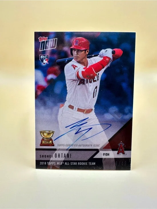 Shohei Ohtani Signed Rookie 2018 Topps Now Novelty Baseball Card.