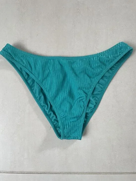 Kenny Flowers Swim Sporty Bikini Bottom Ribbed Teal Swimwear