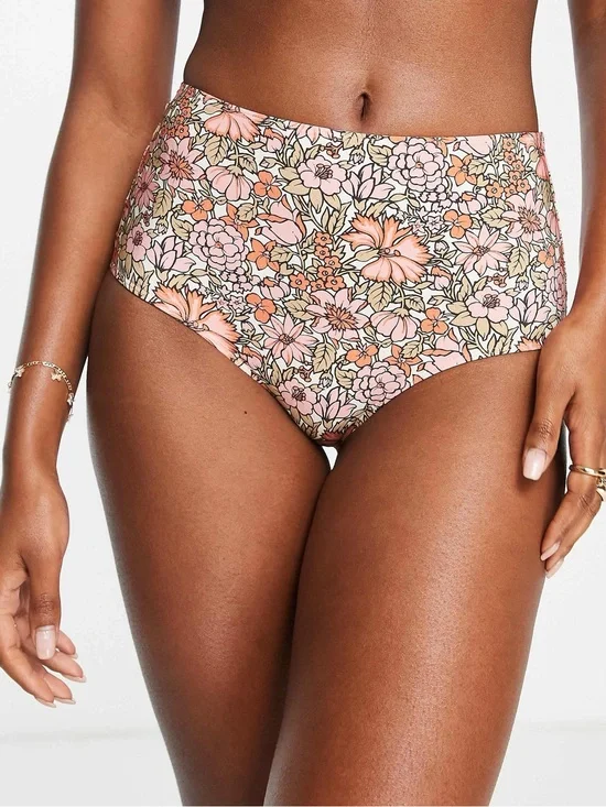 & Other Stories high waisted bikini bottoms in pink floral print