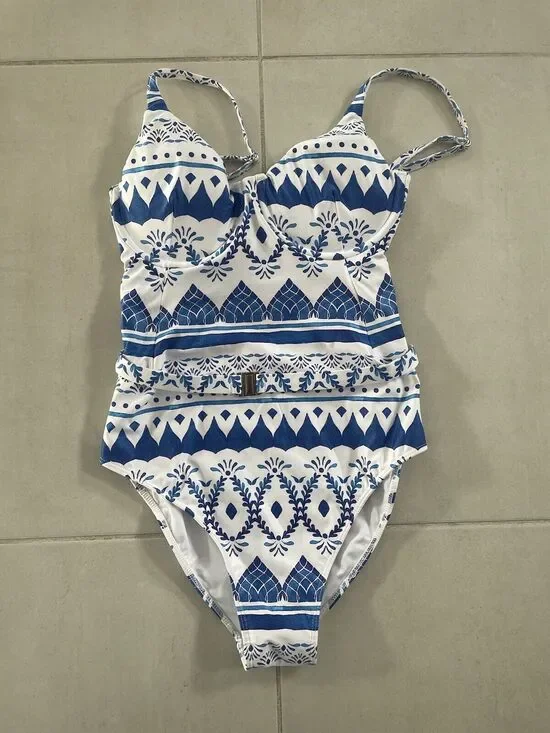 Kenny Flowers Swim  One Piece Swimsuit Belted Espana Swimwear ML Beach Summer