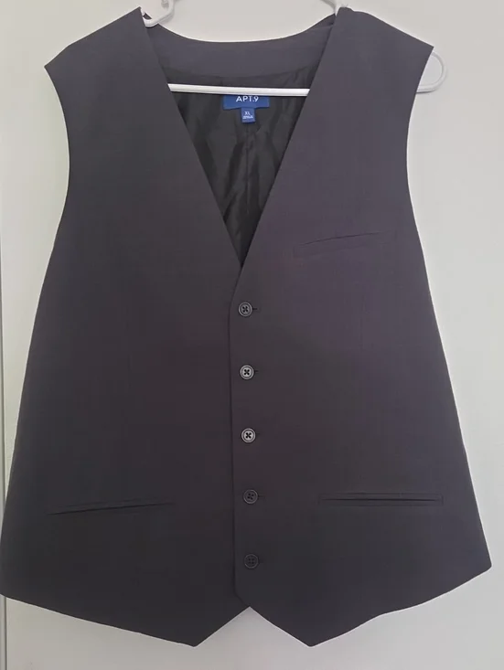 Apt. 9 Men's Dark Gray Button-Front Vest