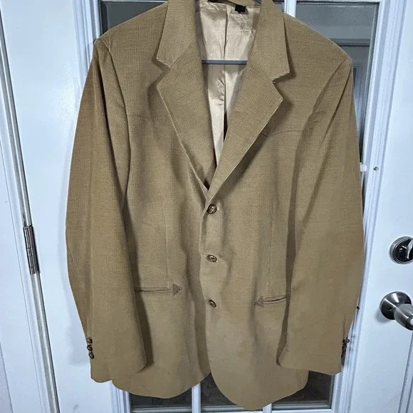 Vintage 70s Farah Colorado High Western Corduroy Blazer Leather‎ Accents Size 42